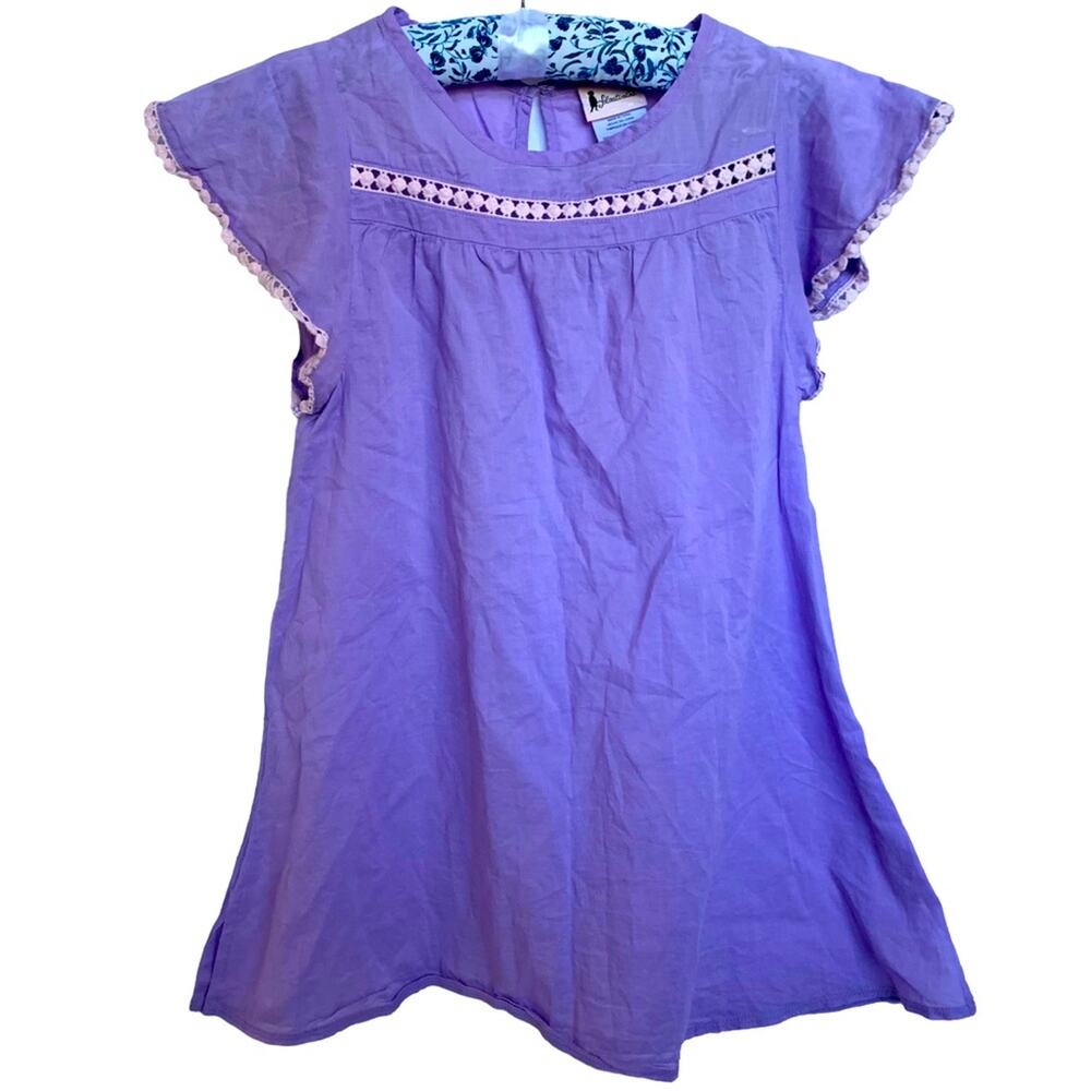 Floatmini Girls Swim Cover Up Size 6 6X Embroidered Crochet insert Purple Dress